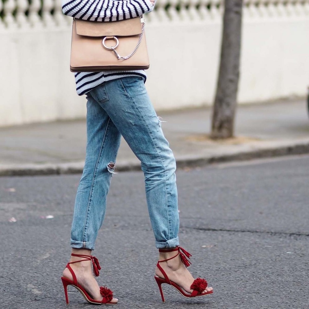 Gianvito Rossi Red Ruffled Suede Stiletto Heel Sandals, Size 39, Only Worn Once